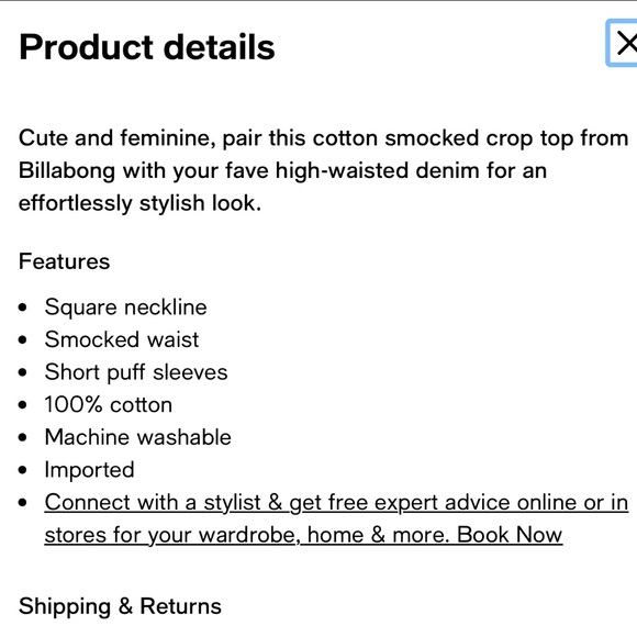 Billabong Get Along Smocked Cropped Top Cotton Pink Floral Juniors' Medium NWOT - Picture 13 of 13